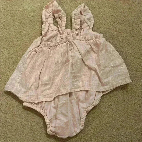 GAP - Pink one piece sleeveless dress with silver stripe design. Sz 6-12 months - Picture 4 of 5